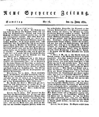 Neue Speyerer Zeitung Samstag 19. Juni 1830