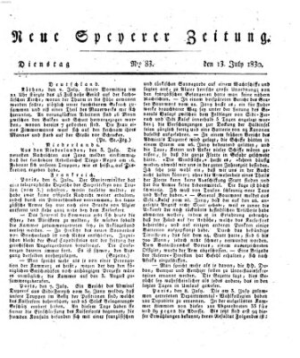 Neue Speyerer Zeitung Dienstag 13. Juli 1830