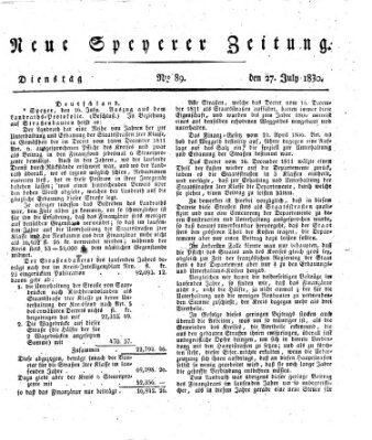 Neue Speyerer Zeitung Dienstag 27. Juli 1830