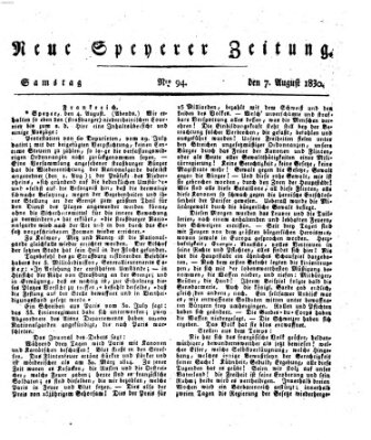 Neue Speyerer Zeitung Samstag 7. August 1830