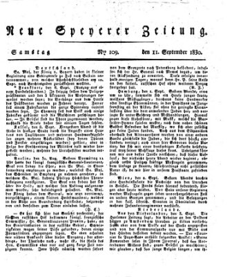 Neue Speyerer Zeitung Samstag 11. September 1830