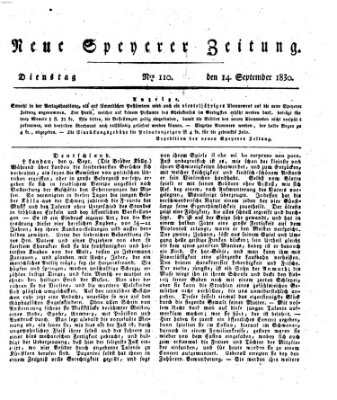 Neue Speyerer Zeitung Dienstag 14. September 1830