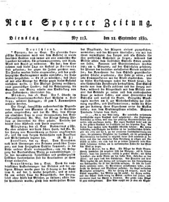 Neue Speyerer Zeitung Dienstag 21. September 1830