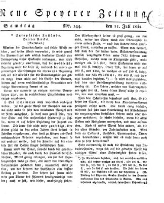 Neue Speyerer Zeitung Samstag 21. Juli 1832