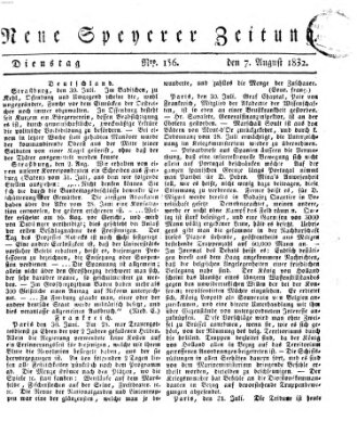 Neue Speyerer Zeitung Dienstag 7. August 1832