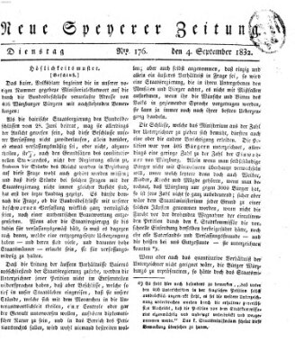Neue Speyerer Zeitung Dienstag 4. September 1832