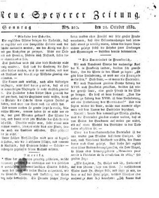 Neue Speyerer Zeitung Sonntag 21. Oktober 1832