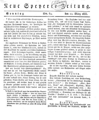 Neue Speyerer Zeitung Sonntag 10. März 1833