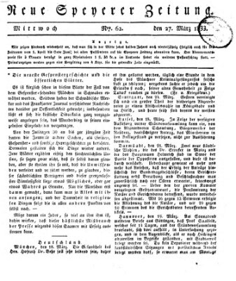 Neue Speyerer Zeitung Mittwoch 27. März 1833