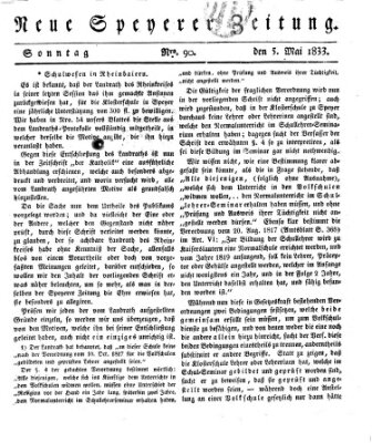 Neue Speyerer Zeitung Sonntag 5. Mai 1833
