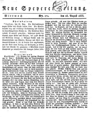 Neue Speyerer Zeitung Mittwoch 28. August 1833