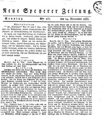 Neue Speyerer Zeitung Sonntag 24. November 1833