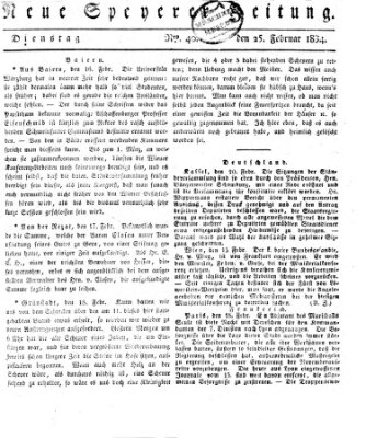 Neue Speyerer Zeitung Dienstag 25. Februar 1834