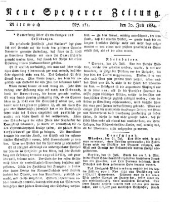 Neue Speyerer Zeitung Mittwoch 30. Juli 1834