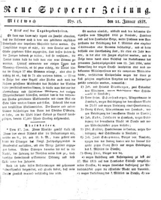 Neue Speyerer Zeitung Mittwoch 21. Januar 1835