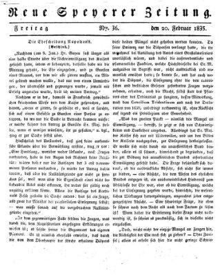 Neue Speyerer Zeitung Freitag 20. Februar 1835