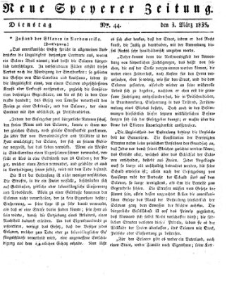 Neue Speyerer Zeitung Dienstag 3. März 1835
