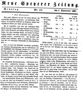 Neue Speyerer Zeitung Sonntag 6. September 1835