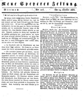 Neue Speyerer Zeitung Mittwoch 14. Oktober 1835