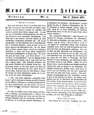 Neue Speyerer Zeitung Samstag 16. Januar 1836