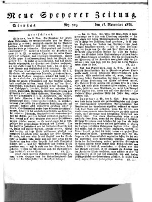 Neue Speyerer Zeitung Dienstag 15. November 1836