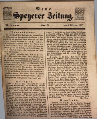 Neue Speyerer Zeitung Mittwoch 8. Februar 1837