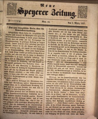 Neue Speyerer Zeitung Freitag 3. März 1837