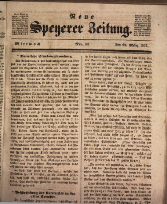 Neue Speyerer Zeitung Mittwoch 29. März 1837