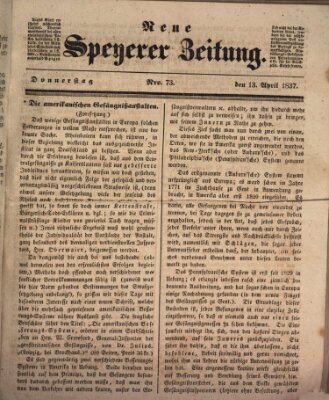 Neue Speyerer Zeitung Donnerstag 13. April 1837
