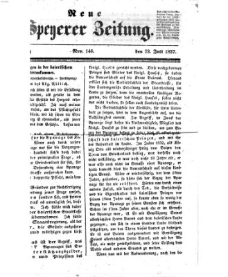 Neue Speyerer Zeitung Sonntag 23. Juli 1837