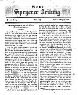 Neue Speyerer Zeitung Dienstag 22. August 1837