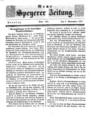 Neue Speyerer Zeitung Sonntag 5. November 1837