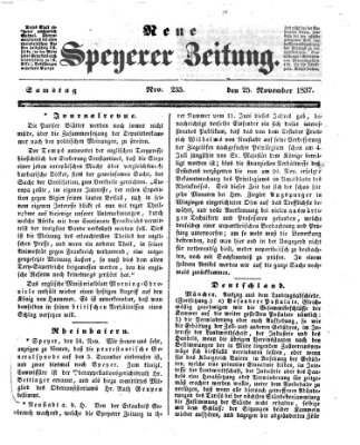 Neue Speyerer Zeitung Samstag 25. November 1837