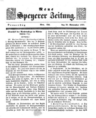 Neue Speyerer Zeitung Donnerstag 30. November 1837