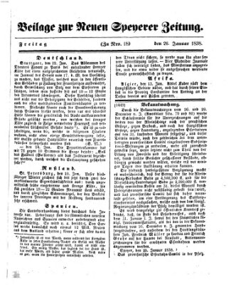 Neue Speyerer Zeitung Freitag 26. Januar 1838