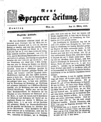 Neue Speyerer Zeitung Samstag 10. März 1838