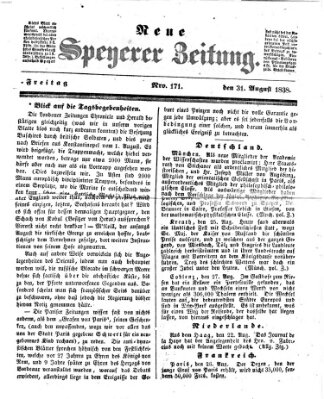 Neue Speyerer Zeitung Freitag 31. August 1838