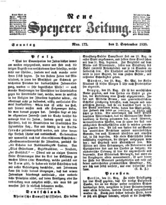 Neue Speyerer Zeitung Sonntag 2. September 1838