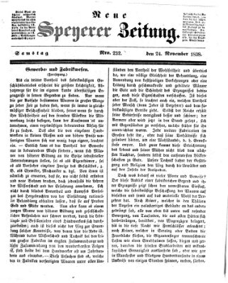 Neue Speyerer Zeitung Samstag 24. November 1838