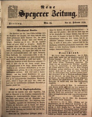 Neue Speyerer Zeitung Freitag 22. Februar 1839