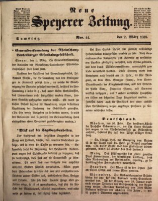 Neue Speyerer Zeitung Samstag 2. März 1839