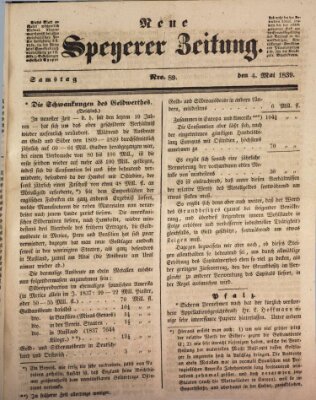 Neue Speyerer Zeitung Samstag 4. Mai 1839