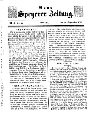 Neue Speyerer Zeitung Mittwoch 11. September 1839