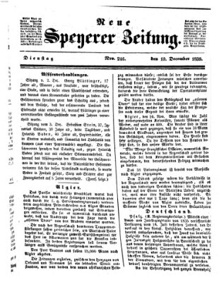 Neue Speyerer Zeitung Dienstag 10. Dezember 1839