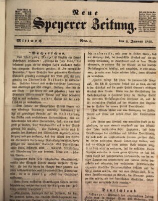 Neue Speyerer Zeitung Mittwoch 8. Januar 1840