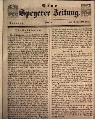 Neue Speyerer Zeitung Sonntag 12. Januar 1840