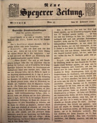 Neue Speyerer Zeitung Mittwoch 26. Februar 1840