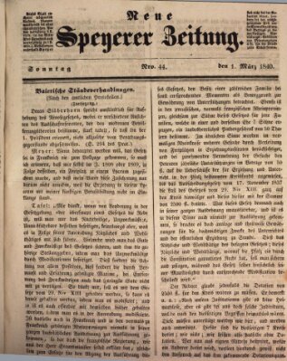 Neue Speyerer Zeitung Sonntag 1. März 1840