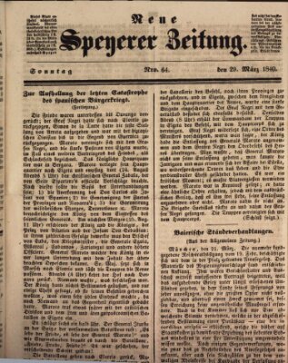 Neue Speyerer Zeitung Sonntag 29. März 1840