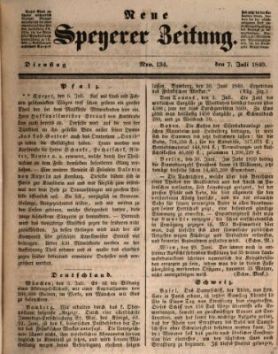 Neue Speyerer Zeitung Dienstag 7. Juli 1840